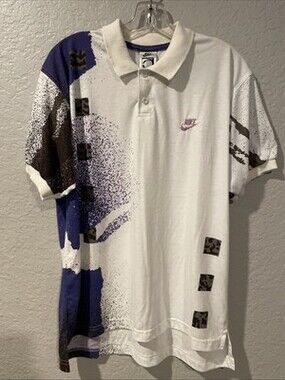 Nike Vintage Challenge Court Multicolor Polo Shirt Mens Large Andre Agassi